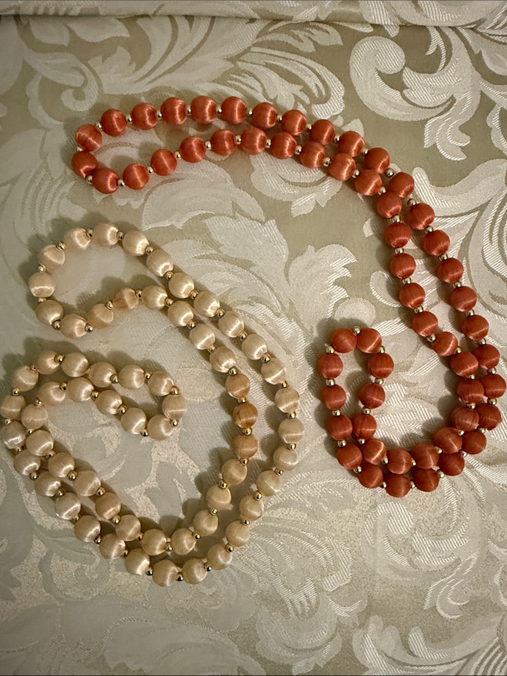 Elegant Women's Beaded Necklace - Gold and Coral